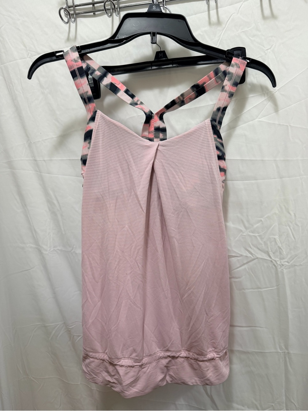 lululemon athletica Light Pink Tank with Black and Pink Patterned Straps